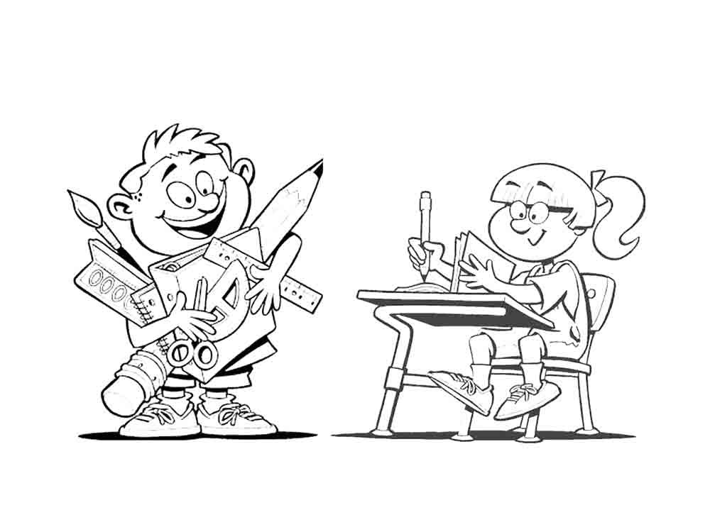 Раскраски для детей которые учатся в школе. Раскраски про школу.