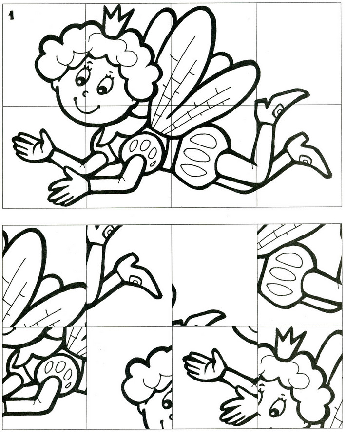 Найди и раскрась разрезанные картинки. Раскраски пазлы.     