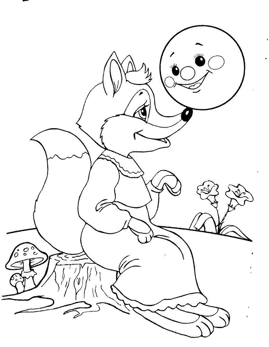 Раскраска Колобок для детей. Колобок катиться по лесу)      