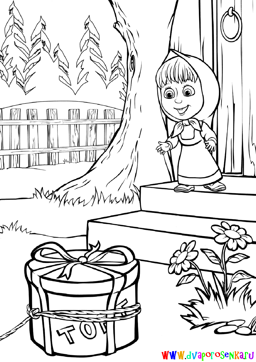 Детские раскраски Маша и медведь. Раскраски для девочек. Маша и медведь.