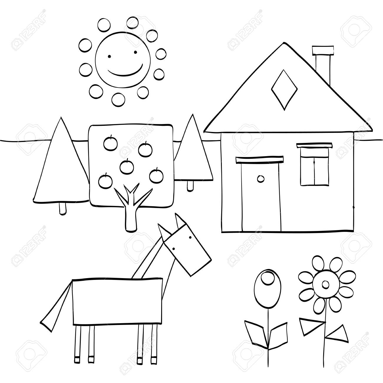 Раскраски составленные из геометрических фигур