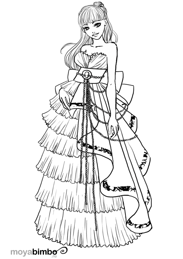 Раскраски для девочек. Мода. Показ мод. Красивые платья. Модели.