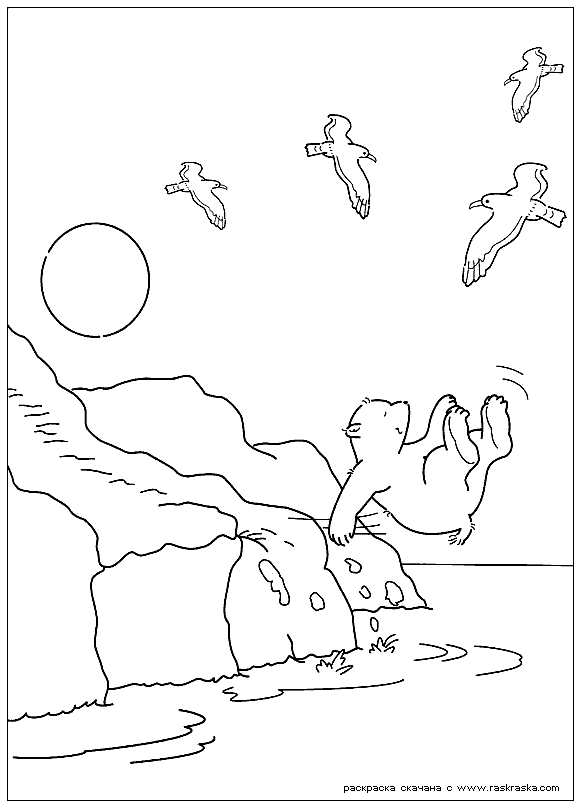 Раскраски для детей морской пейзаж. Морская вода. Морские обитатели.