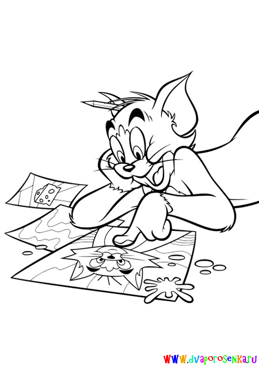 Раскраски для девочек про Кота Тома и мышь Джерри.          