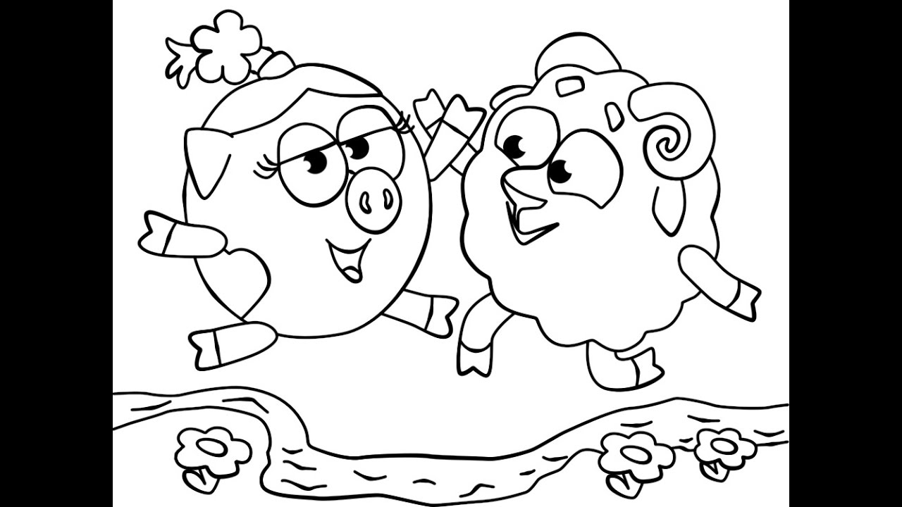 Раскраски для девочек смешарики.                            