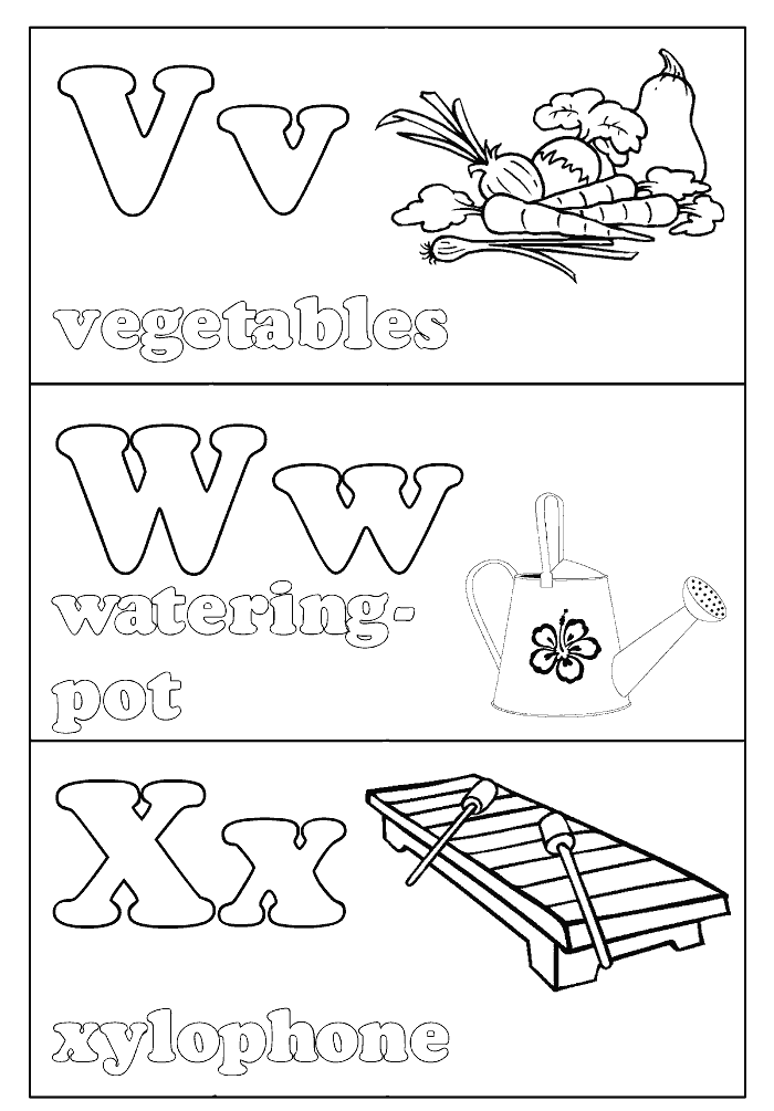 Раскраска английский алфавит в картинках распечатать