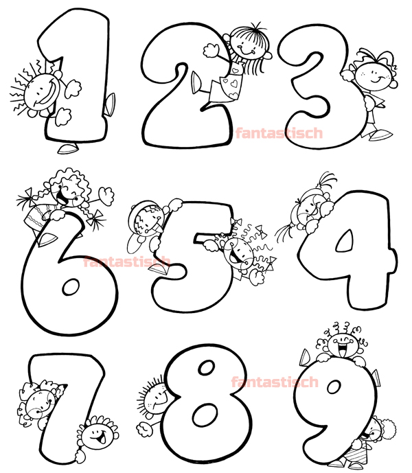 Раскраски цифры для первоклассников. Обучающие цифры. Один, два.