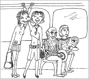 Обучающие раскраски хорошие манеры. Уступать место старшим.  