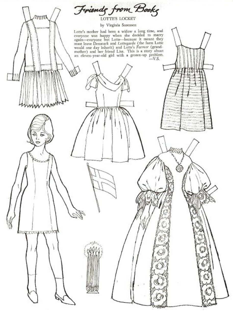 Вырежи одежду раскрась и одень куклу