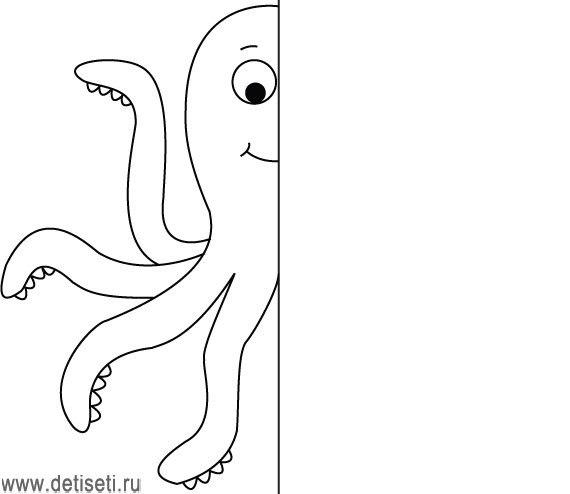 Необходимо дорисовать половину. Обучающая раскраска для детей. Половинка.