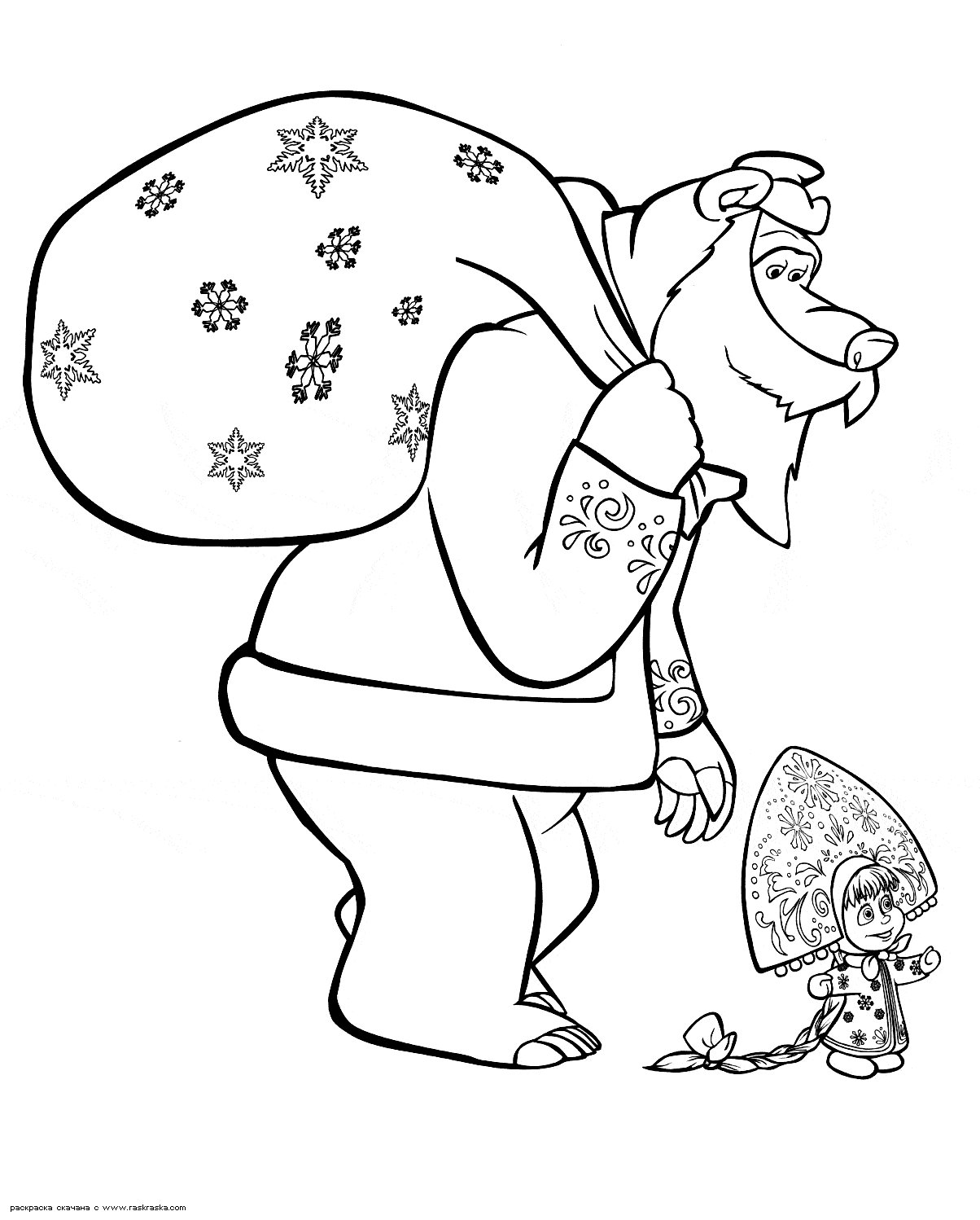 Детские раскраски Маша и медведь. Раскраски для девочек. Маша и медведь.