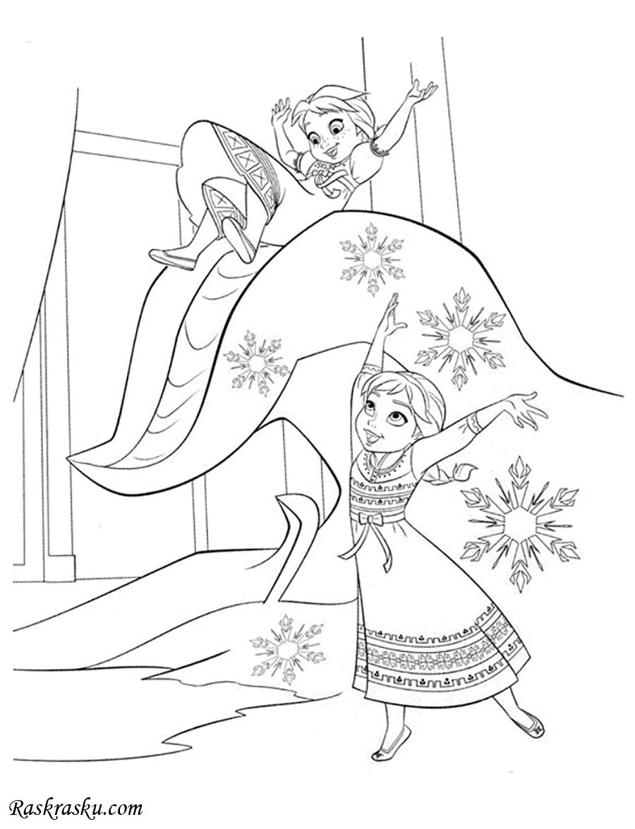 Раскраски для девочек Холодное сердце. Мультфильм про Анну и Эльзу.