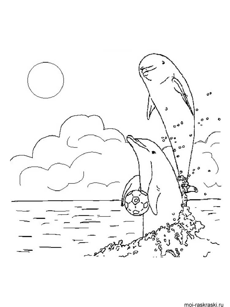 Раскраски для детей морской пейзаж. Морская вода. Морские обитатели.