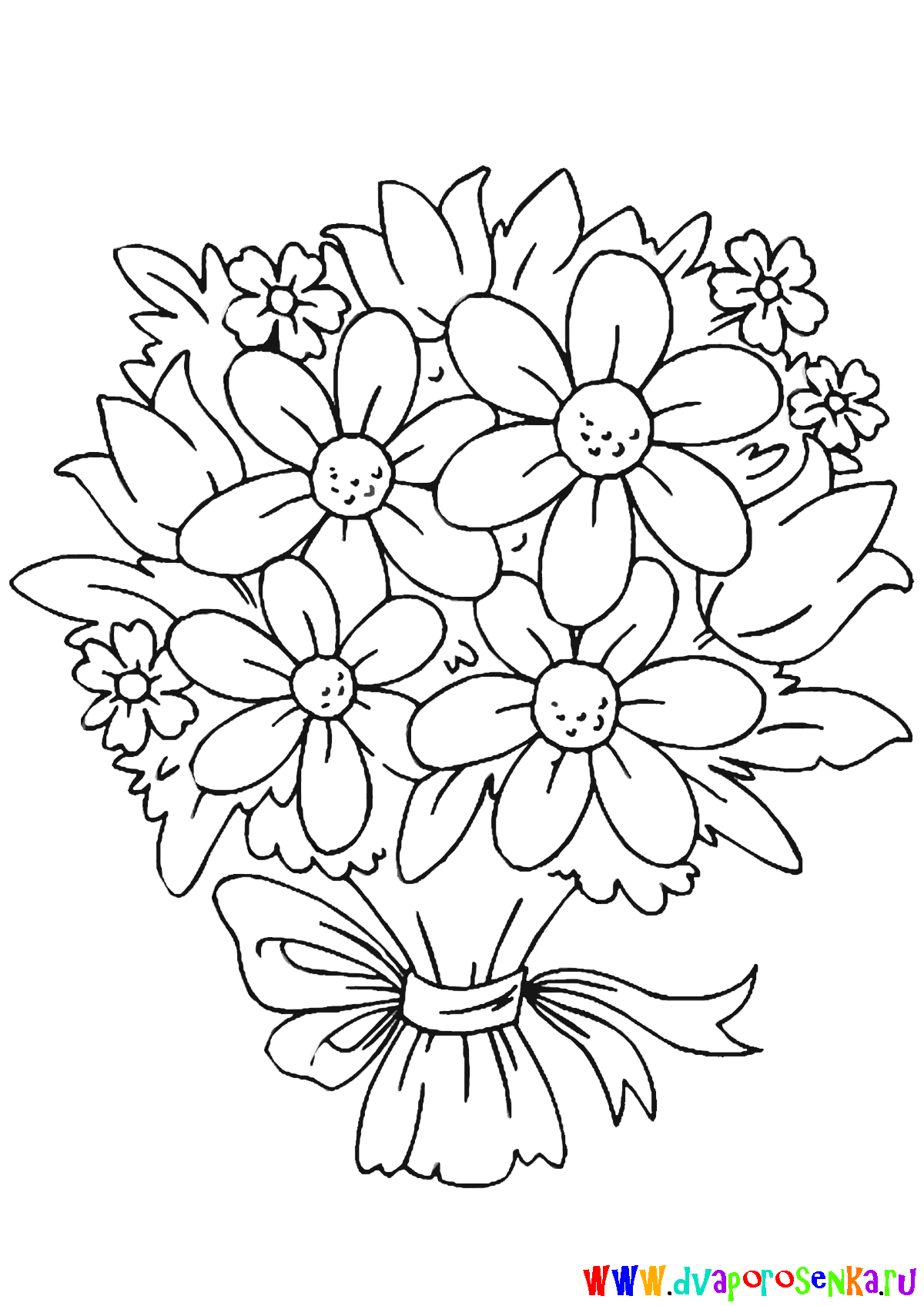 Раскраски букеты для девочек. Букет цветов для мамы. Цветы. 