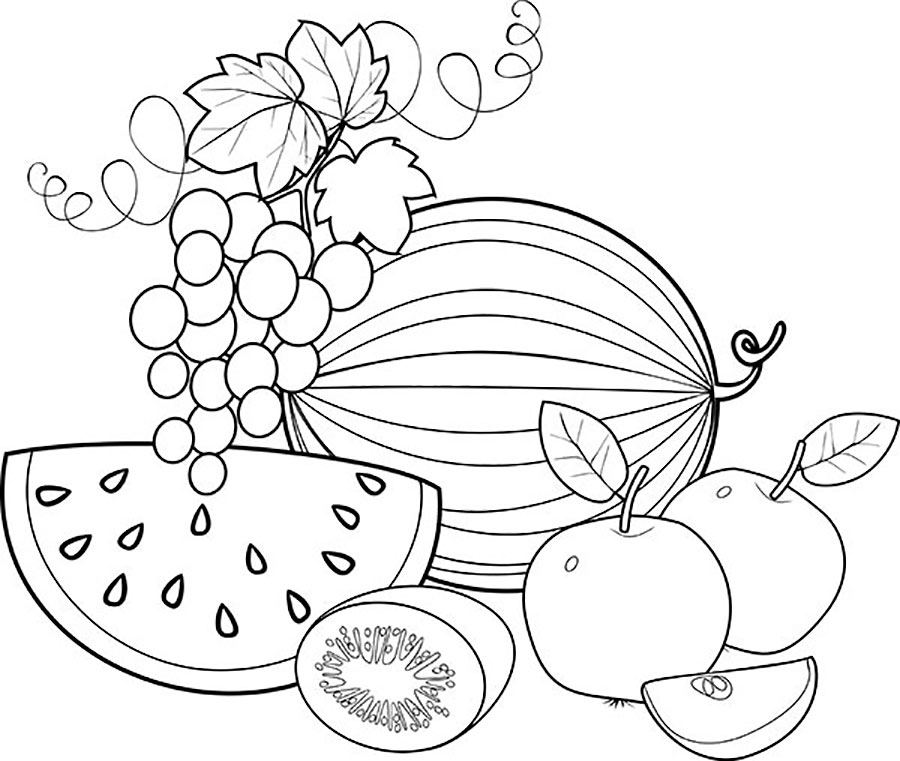 раскраски для детей фрукты. Раскраски для детского сада.    