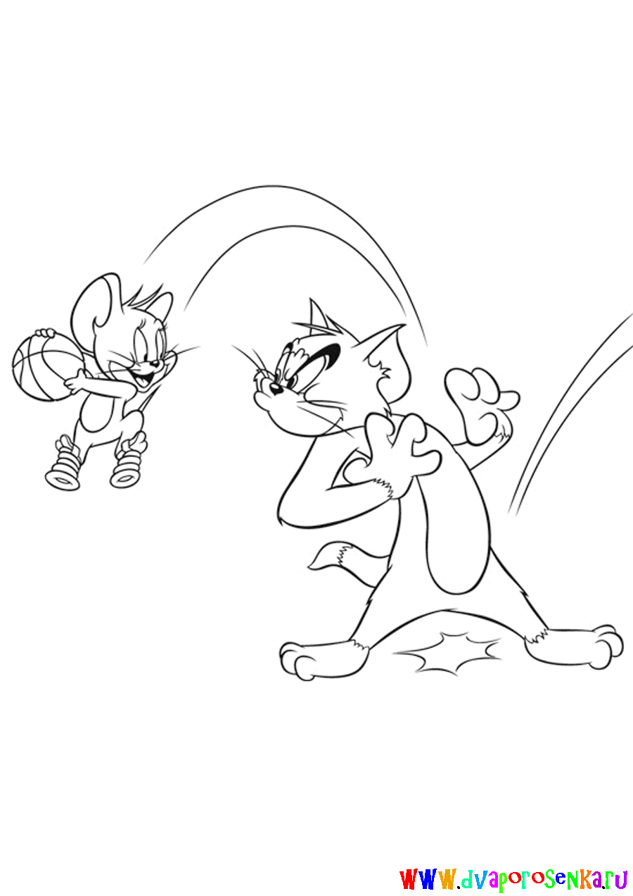 Раскраски для девочек про Кота Тома и мышь Джерри.          