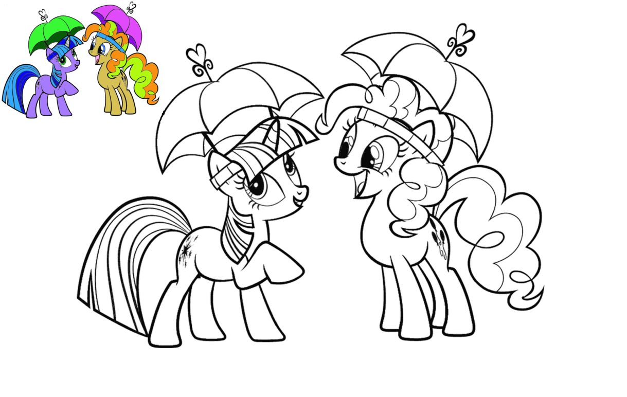 Раскраски для девочек. Разукрась пони. Розовые пони. Мультфильмы.