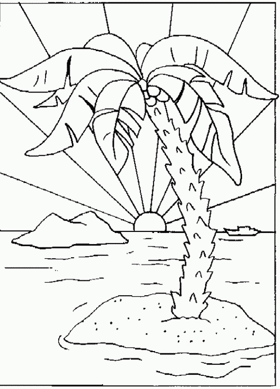 Раскраски для детей морской пейзаж. Морская вода. Морские обитатели.