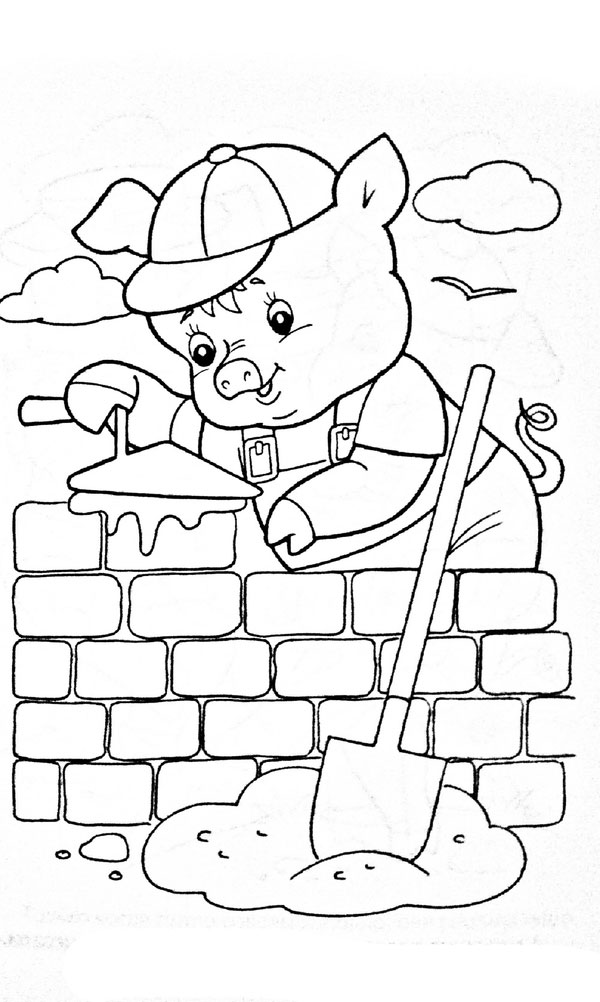 Раскраски Раскраска 3 Поросенка Раскраска 3 Поросенка.