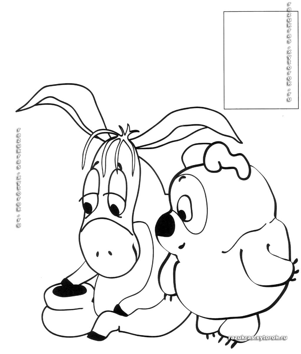 Раскраска для детей Винни Пух , Пятачок и их лучшие друзья.  