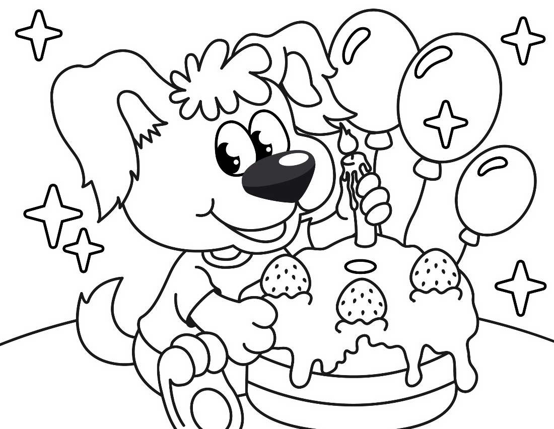 Раскраска для детей. День рождение - лучший праздник у детей.