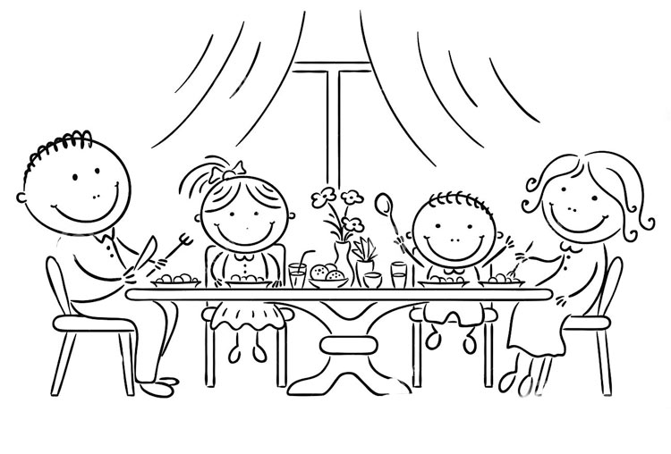 Раскраска для детей праздничный стол. Красивый стол на праздник.