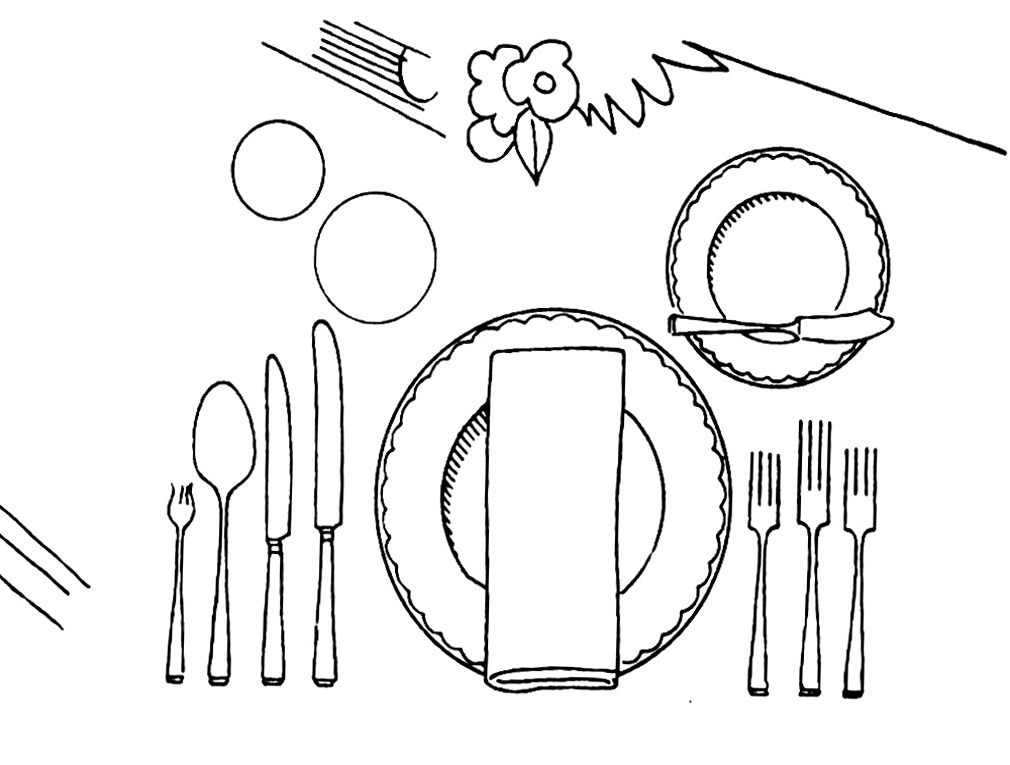 Раскраска для детей праздничный стол. Красивый стол на праздник.