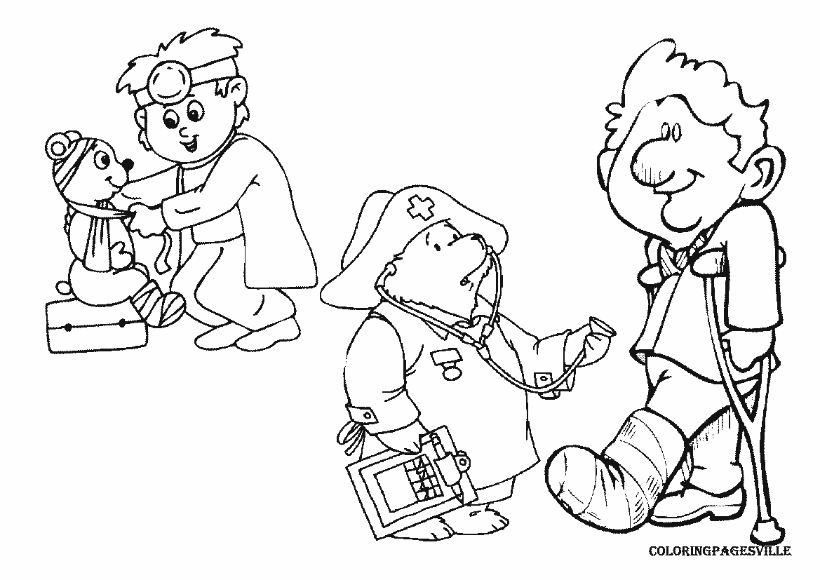 Раскраска для детей про врачей. День медика. Врачи          