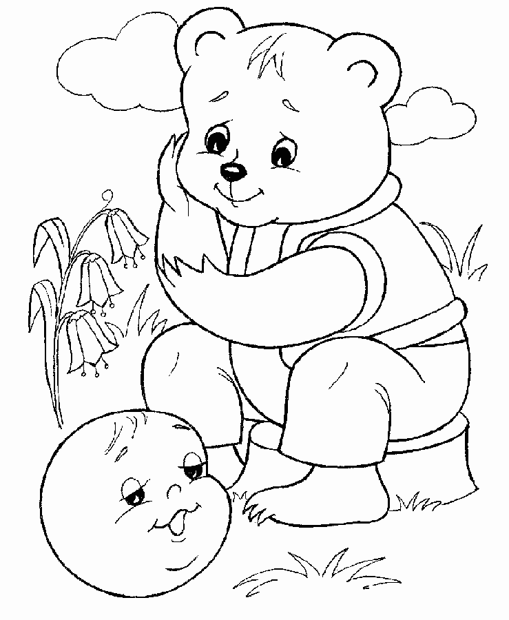 Раскраска Колобок для детей. Колобок катиться по лесу)      