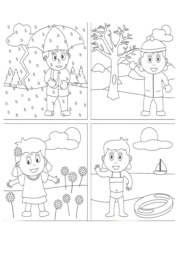 Раскраски времена года для детей и самых маленьких малышей. 