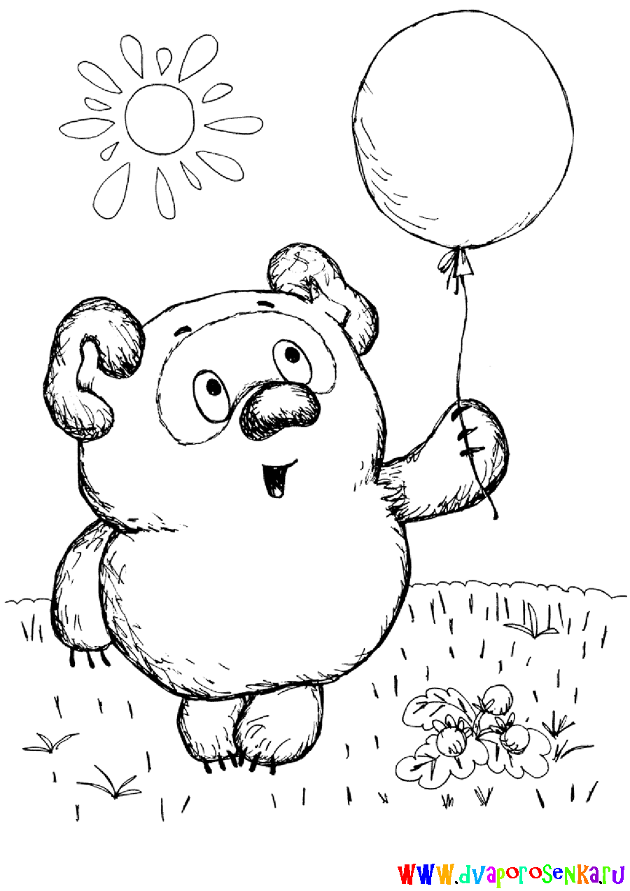 Раскраска для детей Винни Пух , Пятачок и их лучшие друзья.  