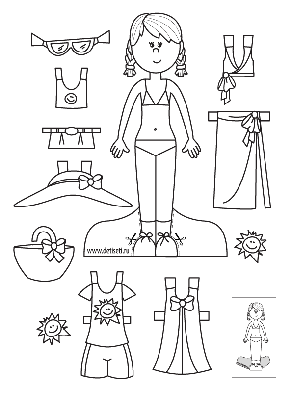 Обучающие раскраски бумажные куклы и их платья. Нужно раскрасить куклу.