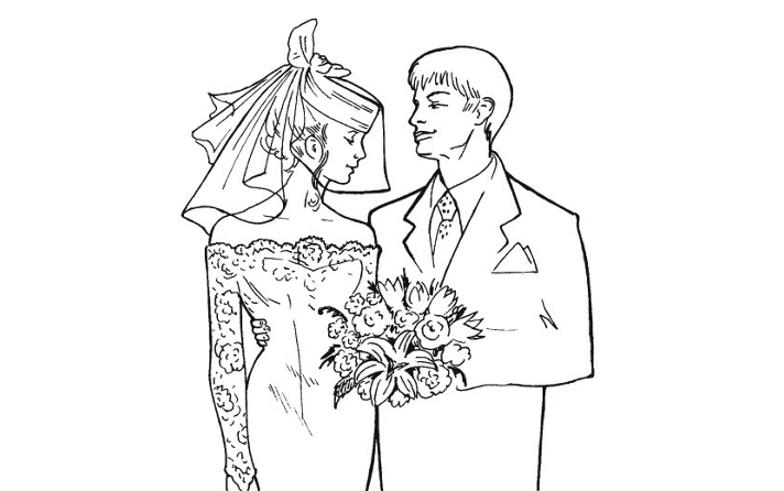 Раскраски про свадьбу для детей. Самый счастливый день.     