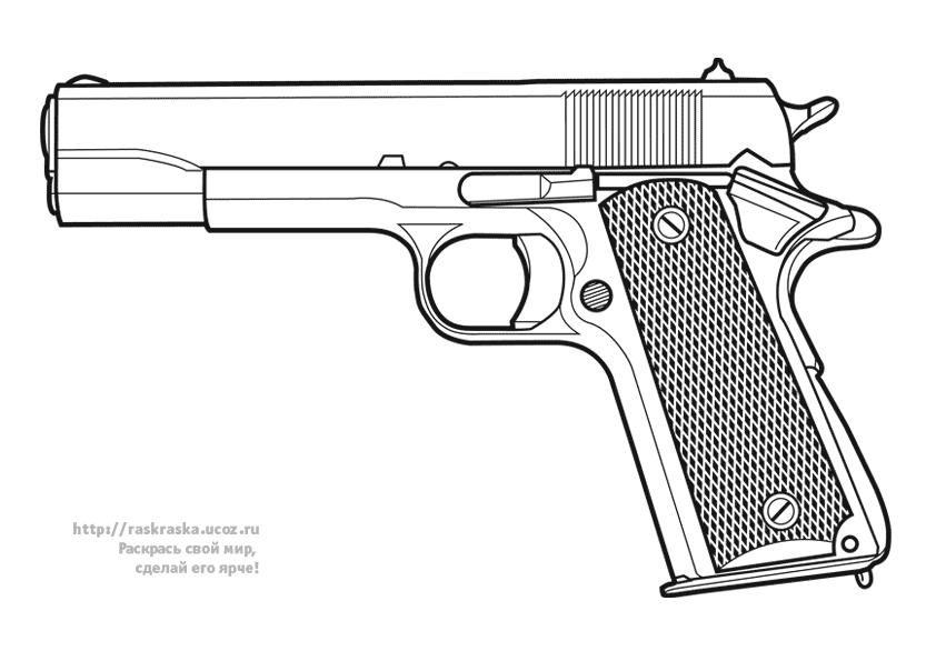Раскраски оружие для мальчиков. Пистолеты. Автоматы. Пулеметы.