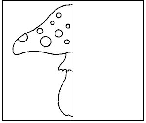 Необходимо дорисовать половину. Обучающая раскраска для детей. Половинка.