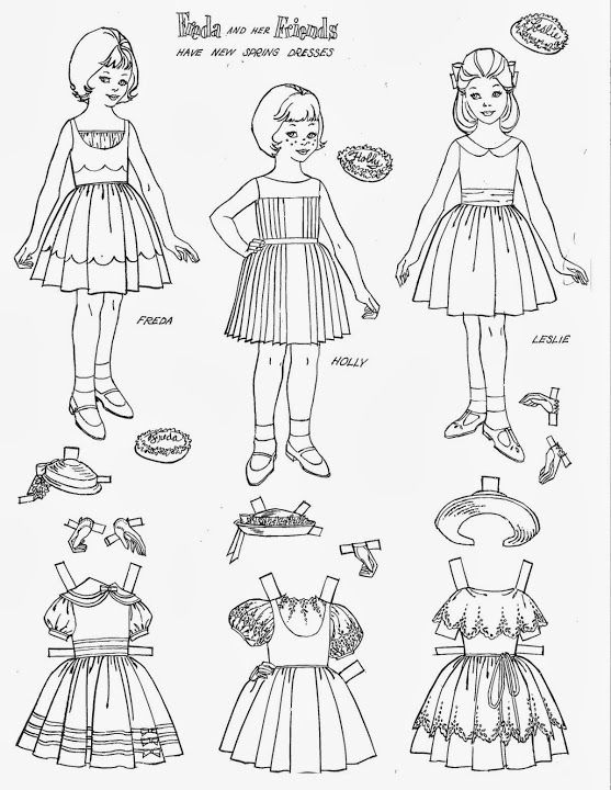 Вырежи одежду раскрась и одень куклу