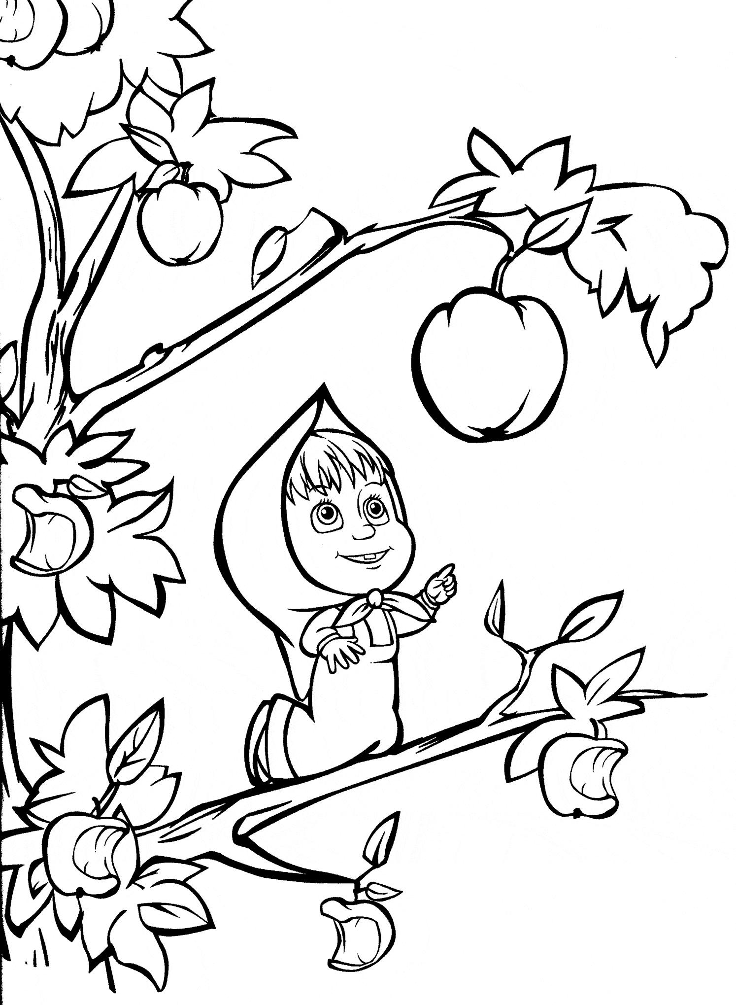 Детские раскраски Маша и медведь. Раскраски для девочек. Маша и медведь.