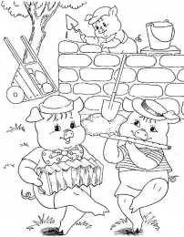 Раскраска 3 поросенка Раскраска для детей 3 поросенка. ниф - ниф наф-наф нуф-нуф. 