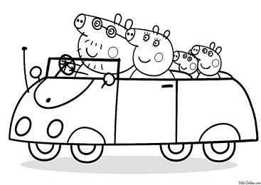 Раскраски Свинка Пеппа Раскраска Свинка Пеппа и ее семья для девочек.                      