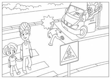 Раскраски правила дорожного движения. Раскраски для детей. учим правила дорожного движения. Пешеход.