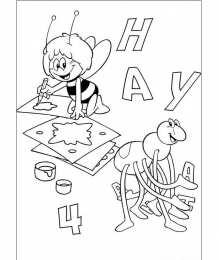 Раскраски Пчелка Майя Раскраска для девочек Пчелка Майя и ее друзья. Раскрась пчелу.