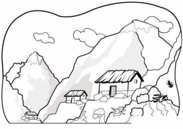 Раскраски горный пейзаж Раскраски для детей горный пейзаж. Горы. Горная река. Пейзаж.