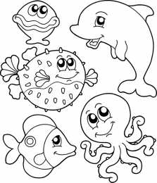 Раскраски морские обитатели Раскраски для детей морские обитатели. Обитатели воды.       