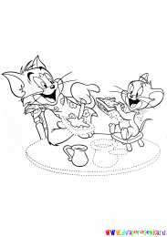 Раскраска Том и Джерри Раскраски для девочек про Кота Тома и мышь Джерри.          