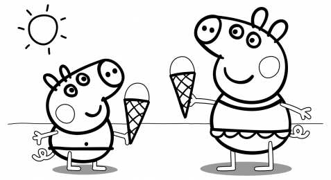 Раскраски Свинка Пеппа Раскраска Свинка Пеппа и ее семья для девочек.                      