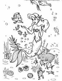 Раскраски Русалки Раскраски для девочек Русалки. Русалка Ариель. Подводный мир.