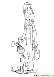 Раскраски Простоквашино Раскраска для детей. Трое из Простоквашино. Дядя Федор.      