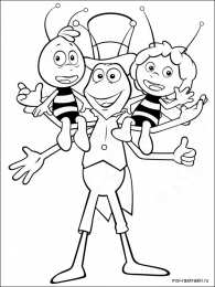 Раскраски Пчелка Майя Раскраска для девочек Пчелка Майя и ее друзья. Раскрась пчелу.