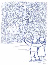 Раскраски кто спрятался? Обучающая раскраска для детей под названием Кто спрятался на картинке?