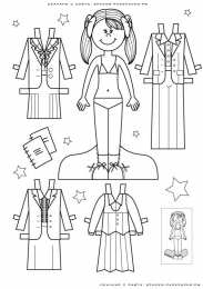 Раскраски бумажные куклы и их платья Обучающие раскраски бумажные куклы и их платья. Нужно раскрасить куклу.